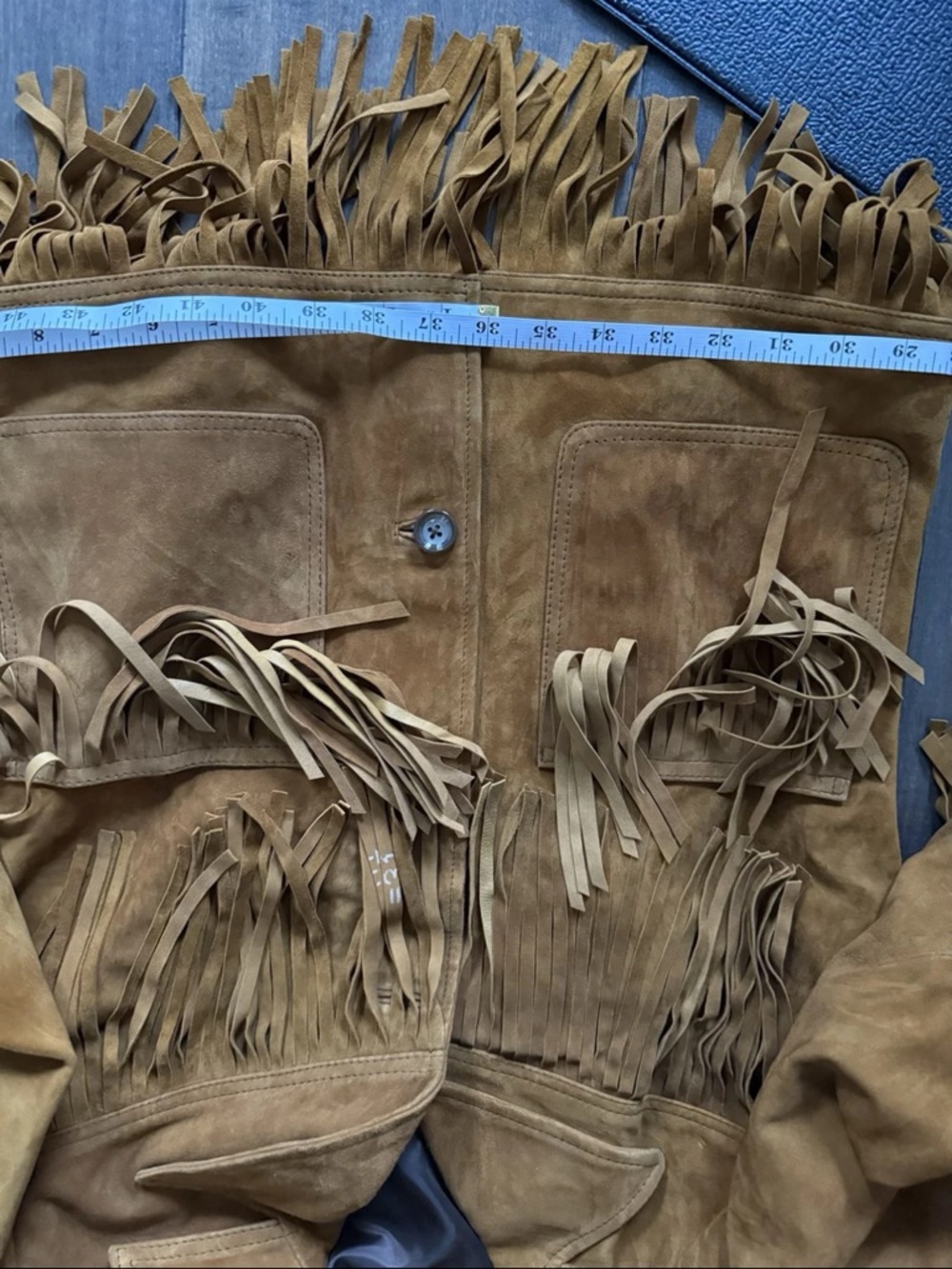 Fringe Suede Jacket in Cognac Brown - Women's Outerwear - Picture 13 of 14